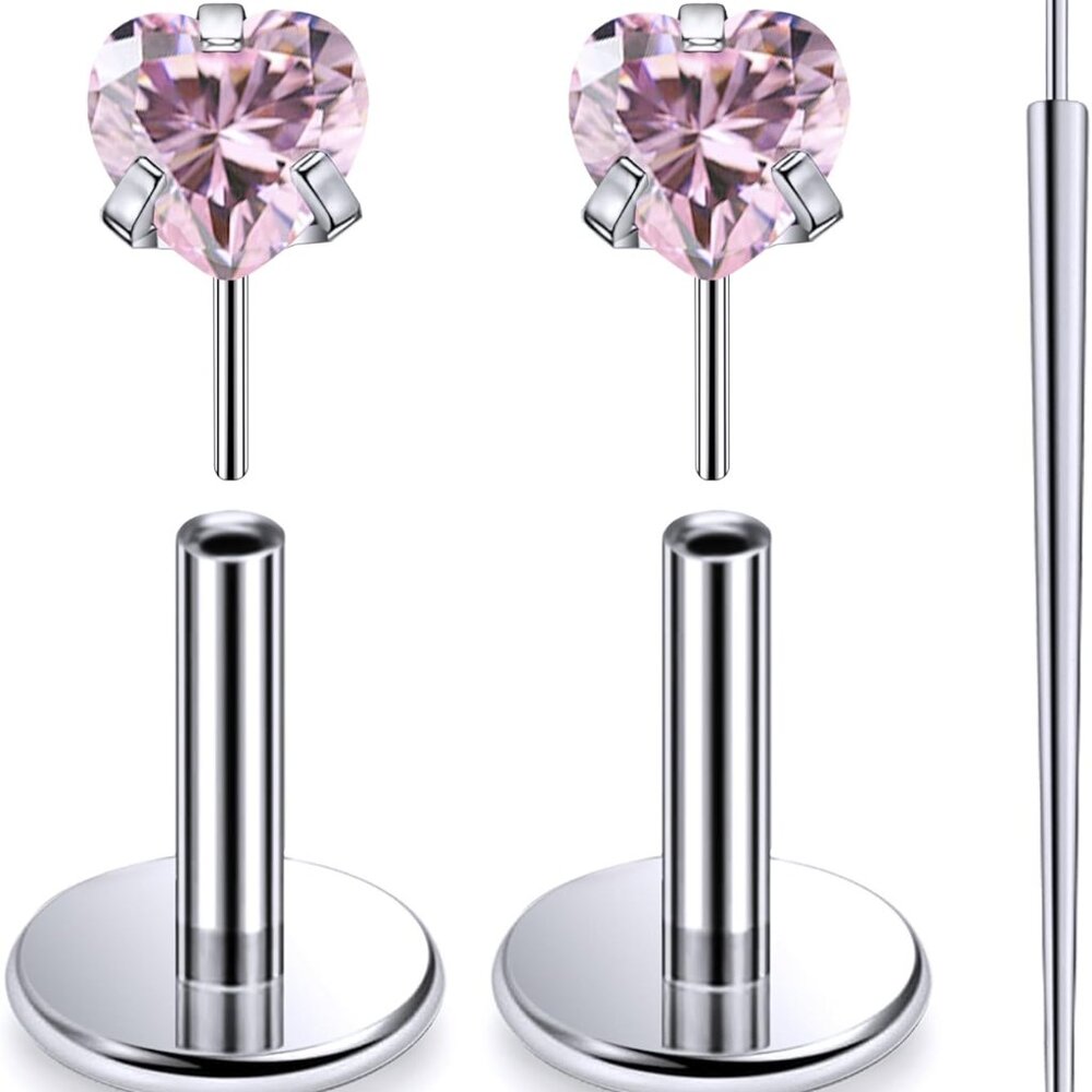 20g 18g 16g Threadless Push In Astm F136 Titanium Nose Ring Studs Flat Back Stud